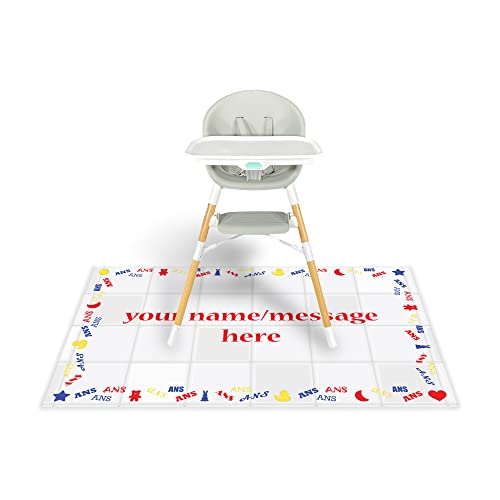 Andie Home Customizable High Chair Floor Mat, 50 Inches by 32 Inches, Primary Colors