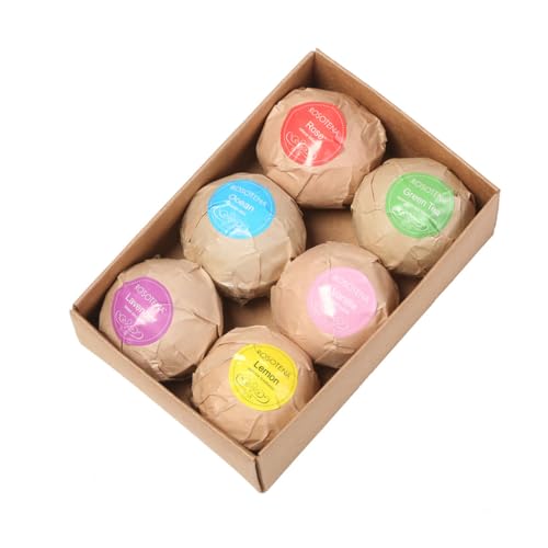CANIGHT Set of 6 Bath Balls Organic Handmade Relaxation Balls for Relief Exfoliating Soothing Moisturizing Ideal for Travel