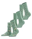 Esprit Damen Socken Wild Flower 3-Pack, Nachhaltige Biologische Baumwolle, 3 Paar, Grün (Tourmaline 7182), 36-41