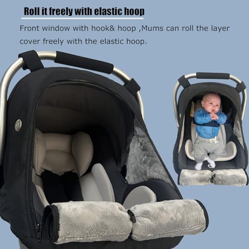 Zertao ZT Car Seat Cover For Babies Winter - Baby Car Seat Covers Universal Cold Weather Shield,Warm And Cozy Carseat Covers Canopy Water Resistant For Baby Protection Car Seat Covers thumb #6