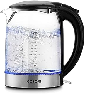 COSORI Electric Kettle for Boiling Water, 1500W Wider Mouth 1.7L Glass Electric Tea Kettle & Electric Water Boiler, Stainless Steel Inner Lid, Auto Shut-Off & Boil-Dry Protection, BPA Free, Black
