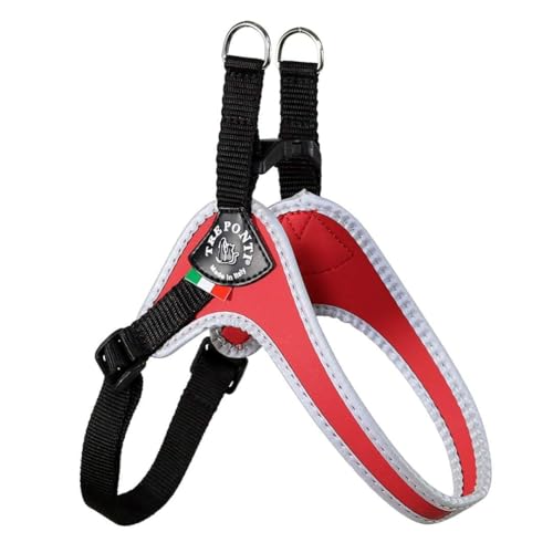 Fibbia Small Pettorina per Cani Tre Ponti con Belly Strap Regolabile, 3.5 cm, Rosso