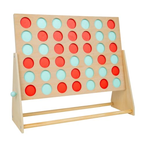 TP Toys Giant Wooden 4 in a Row Outdoor Garden Game for Kids Ages 3+ Fun 1-4 Player Giant Connect 4 Game for Indoor or Outdoor Play Brown