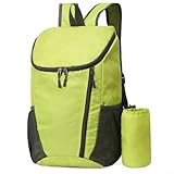 babominimer Mochila de senderismo plegable, impermeable, ligera, de nailon, con correas de malla transpirable y bolsa de almacenamiento para camping, senderismo (verde)