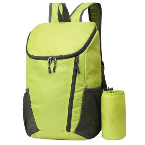 Mochila de caminhada embalável – Mochila de viagem dobrável com alças de malha respirável, nylon resistente à água, 42 x 28 x 20 cm, mochila compacta leve de 160 g para acampamento e uso ao ar livre