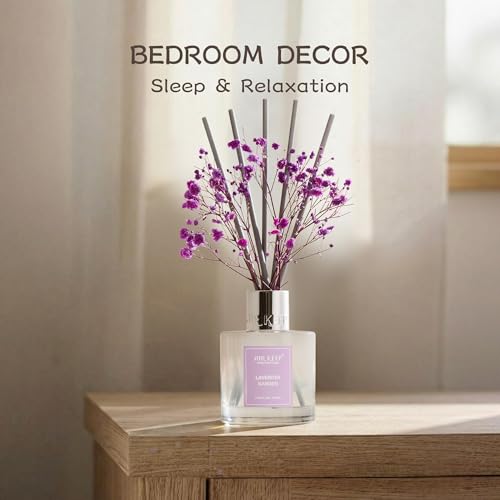 Image of Airkeep Reed Diffuser Set,3.38 fl oz (100 ml) - Lavender Garden Oil Diffusers with 8 Reed Sticks, Home Fragrance Reed Diffuser for Bathroom Shelf Decor