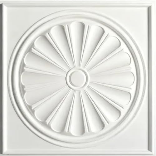 Image of Kayra Decor PVC Ceiling Panel 60x60 cm|Sunburst Panel|White|25 Tiles Cover 100 Sq Ft| Modern False Ceiling|Royal & Elegant Finish