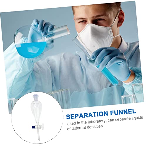 Ukcoco 5Pcs Pear Shaped Separatory Funnel Essential Oil Distiller Funnel Stand Labs Separating Funnel High Borosilicate Small Glass Thick Wall #TOP2