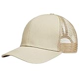 Tuopuda Baseball Cap Damen Baseballkappe Pferdeschwanz High Bun Trucker Ponycaps Einstellbare Halbe Mesh Outdoor Sonnenhut Sport Caps (Khaki)