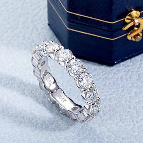 Eternity Ring for Women 18K White Gold Plated Sterling Silver Rings Round Cut Cubic Zirconia Wedding Rings3