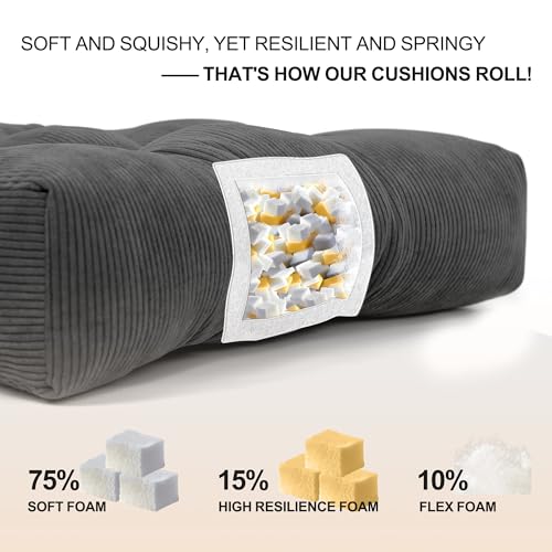 Image of Lokex Rocking Chair Cushion Only,Tufted Non-Slip Comfortable Rocking Chair Cushions Indoor with Ties,Striped Rocking Chair Pads (Dark Gray, 28x18 /18x18)