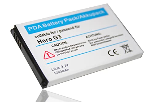 vhbw Batterie Compatible avec HTC A6262, Hero, Hero 100, Hero 130, Smart, Tatoo Smartphone (1100mAh, 3,7V, Li-ION)