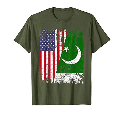 PAKISTANI ROOTS | Half American Flag | PAKISTAN T-Shirt