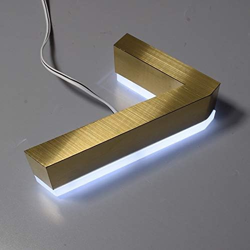 Door Plate Gold Color White Light Metal 3D Led Modern House Number Sign Outdoor Waterproof Hotel DoorPlate Lettre Address Number for House - (Size: 200mm 7in; Color: 0) (C 150mm 6in)
