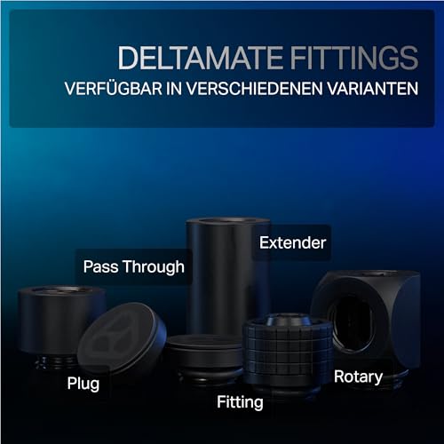 Image of Thermal Grizzly - DeltaMate - HT14 - Hard Tube Fitting - Black - CNC-machined brass - G1 /4 inch thread, OD 14mm - for rigid plastic /metal tubing in water-cooling systems