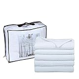 HILLFAIR 100% Cotton Blanket- 120' x 120' XXL Oversized King Bed Blankets - Family Size 10 ft x 10 ft Big - All Season Soft Cozy Breathable Blankets for Bed - Extra Large King Cotton Blanket- White