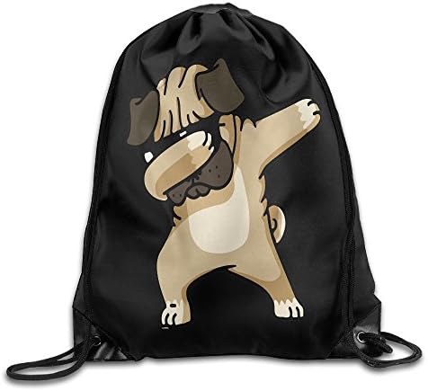 Dabbing Pug Hip Hop Portable Sack Pack Drawstring Tote Cinch Drawstring Backpack Bag
