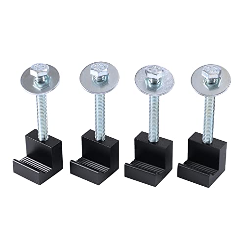 Wowyzl Aluminum Mounting Clamps For Pickup Truck Tool Box Mount Tie Downs J Hook Crossover Tool Box 4 Pack Black #TOP29