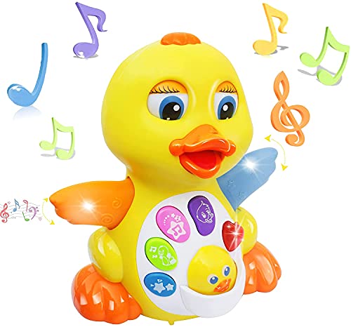 MOONTOY Duck Toy, Musical Toys for 1 Year Old, Musical Baby Toys 6 12 Month Gift for 1 2 3 Years Old Toddler, Interactive Early Educational Baby Toy with Light and Sound, Kids Gift Boy & Girl