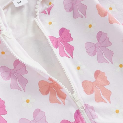 Toddler Girl Swimsuit Cover Up Kids Beach Dress Bow Print Long Sleeve Hooded Bathing Suit Towel Coverup Swimwear4