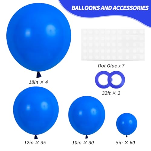 Image of RUBFAC 129pcs Dark Blue Balloons Different Sizes 18 12 10 5 Inch for Garland Arch for Birthday Gender Reveal Baby Shower Graduation Party Decoration