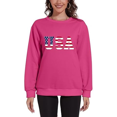KPSTRO Women's American Flag Pullover Sweatshirt Cover