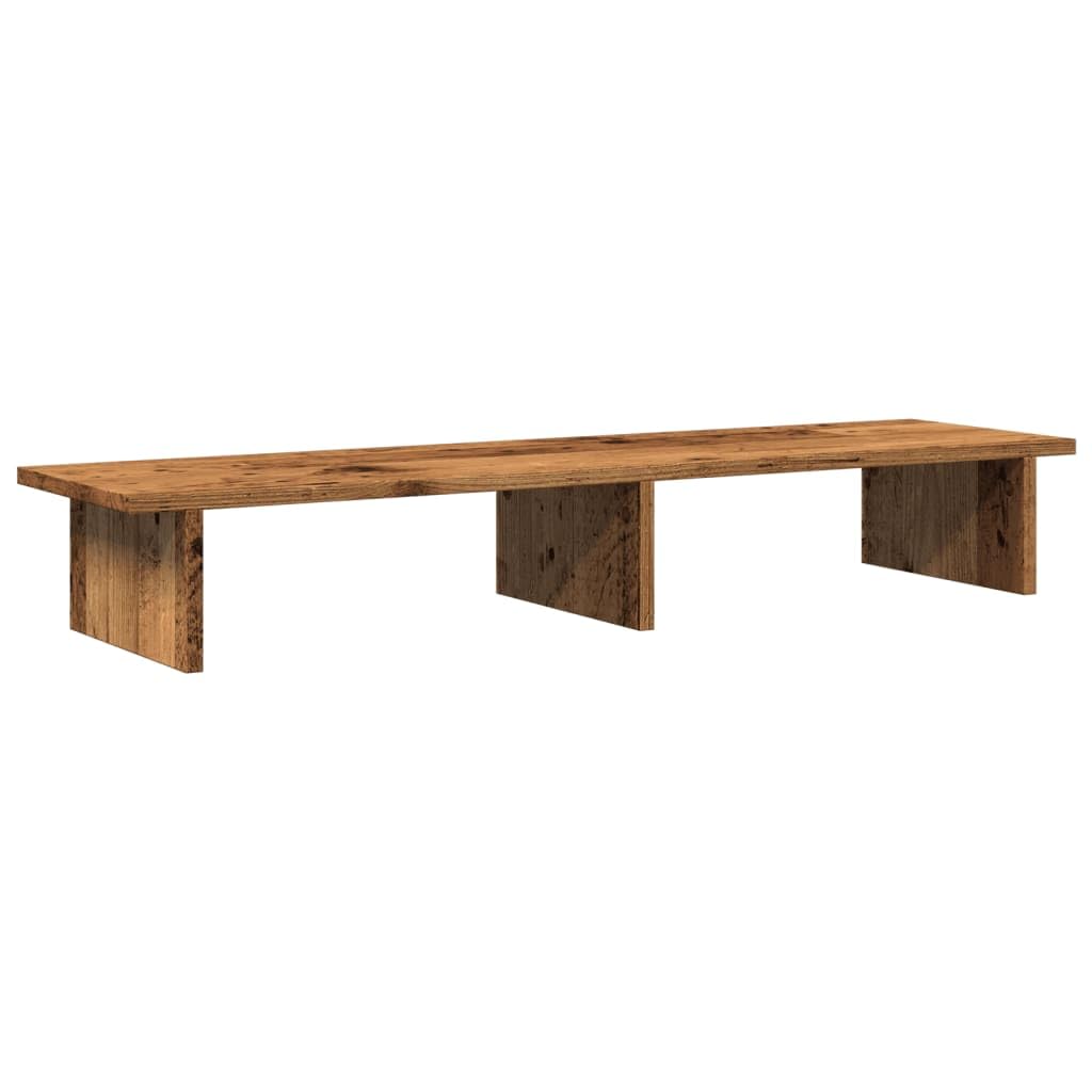 Supporto per monitor, effetto legno anticato, 100 x 27 x 15 cm, per postazione di lavoro ergonomica, regolabile in altezza, pieghevole, portatile, con organizer, ideale per casa, gaming e