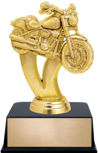 6" Motorcycle Soft Tail Trophy On Black Base - Custom Engraving
