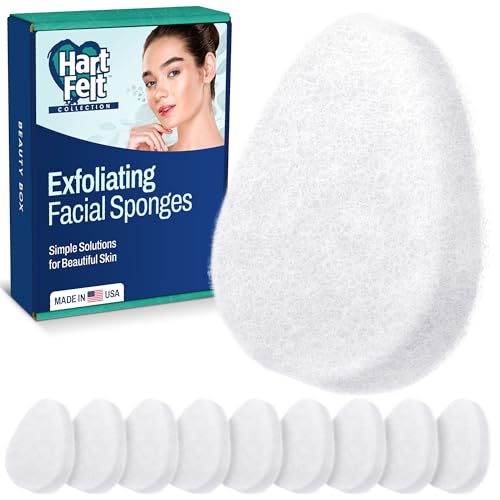 HartFelt [10 Pack] Regular Exfoliating Facial Sponge for Face - Daily Cleansing Face Scrubber - Buf Dirt Away with Puf Styled Reusable Face Pads for Removing Makeup