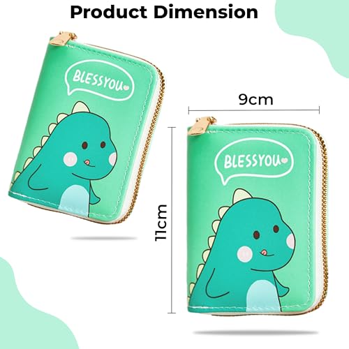 Image of Kraptick Card Holder Wallet - Slim Credit Card Holder, Visiting Card Organizer, Multi Slot Pocket Card Wallet with Secure Closure, Compact Travel Card Case (Dino Print)