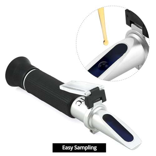 QWORK® Refraktometer Alkohol 0-80% v/v, Tragbares Refraktometer-Alkoholmessgerät, mit ATC für Spirituosen und Ethanol