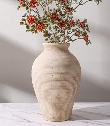 Ceramic Flower Vase Home Decor, 9 in Farmhouse Table Vase