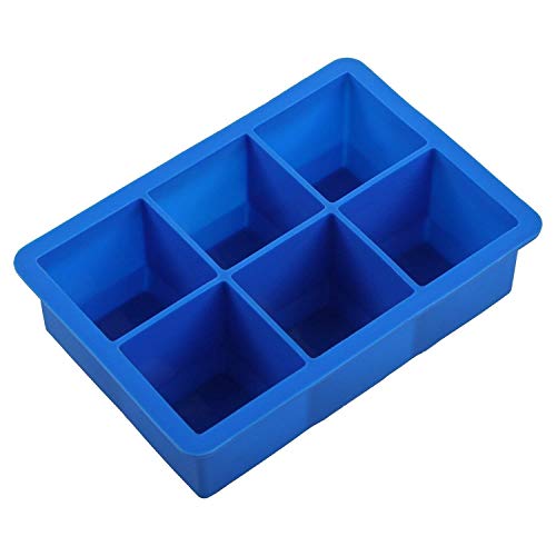HelpCuisine Stampo per cubetti di Ghiaccio in Silicone Privo di BPA, Ideale per rinfrescare bibite e conservare Alimenti (6 stampi, Colore Blu)