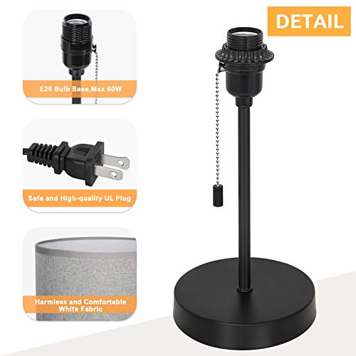 Haitral Small Table Lamps 2 Set-Modern Desk Lamps With Pull Chain Switch,Small Lamps For Bedroom, Bedside, Living Room, Dorm, Teenager Room-Grey #TOP3