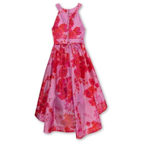 Speechless Girls' Sleeveless Halter Neck Organza High Low Tea Length Dress with Rhinstone Trim Bow2