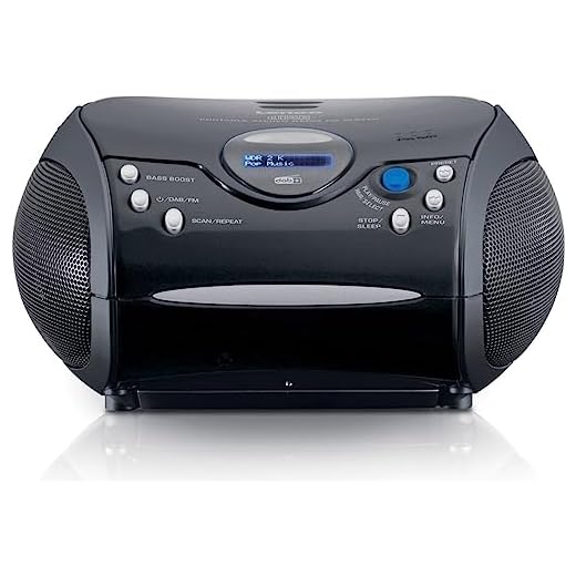 Lenco SCD-24DAB - CD-Player für Kinder - Bluetooth 5.1 - CD-Radio - Boombox - DAB+ Radio - Titel Speicher - 2 x 1,5 W RMS-Leistung - Netz- und Batteriebetrieb - Schwarz, SCD-24DAB BK