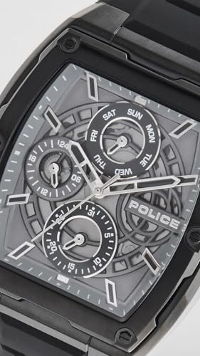 Image of Police Quartz Multifunction Grey Dial Black Silicone Strap Watch for Men - PLPEWJQ0004501