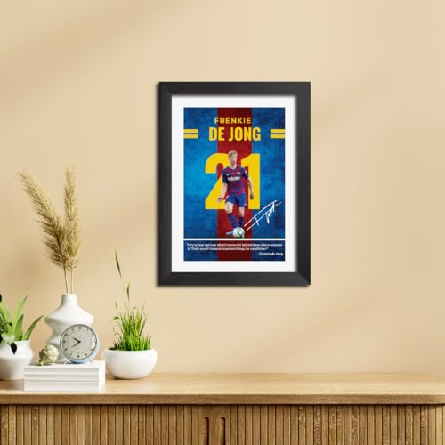 Image of TenorArts Frenkie de Jong Quotes Poster Frame Barcelona Laminated Photo Framed Painting with Matt Finish Black Textues (12 inches x 9inches)
