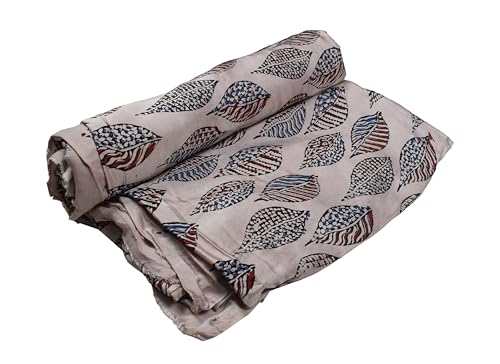 Image of Ethnics of Kutch Womens's Ajrakh Modal Silk Natural Dye Hand Block Print Unstitched Kurta Fabric