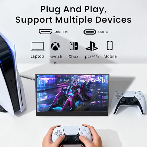 Image of Portable Monitor, 14-inch, 1920x1200P, Ideal for Travel | Built-in dual speakers | Compatible with laptop and desktop gaming, plug-and-play | Lightweight and compact | Easy to carry
