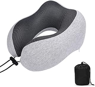 Milkiwai Travel Pillow, Memory Foam Neck Pillow for Travelling Or Flight, Ergonomically Designed Neck Support Pillow, Stops The Head from Falling Forward Travel Pillows for Adults & Kids (Pink)