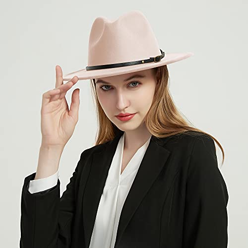 Image of Wide Brim Fedora Hats for Women Men Two Tone Dress Hat Felt Panama Hat in Two Audlt Size