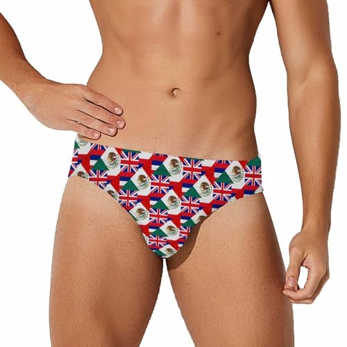 Hawaii State Mexican Flag Printed Swim Briefs for Men Sexy Bikini Swimwear Elastic Beach Trunks Bathing Suit
