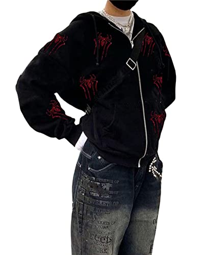 Men Women's Y2K Rhinestone Zip Up Hoodies Skeleton Graphic Hooded Sweatshirt Spring Fall Jacket2