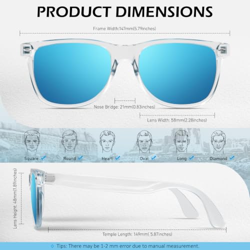 Image of Sunier Polarized Sunglasses for Men and Women, Retro Square Matte Finish UV400 Protection Shades for Driving, Fishing