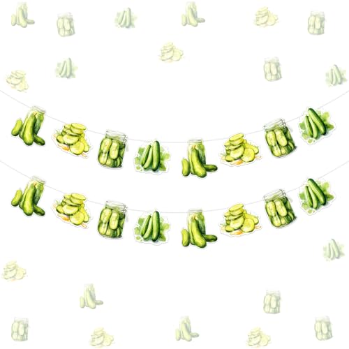 Balterever Pickle Birthday Banner - 2PCS Funny Cucumber Theme Kind of a Big Dill Party Supplies