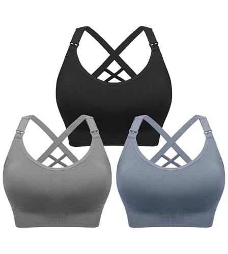 Image of Angelhood Nursing Bras for Breastfeeding, Seamless Nursing Sports Bra Support Yoga Maternity Bras Pregnancy Sleep Bralette