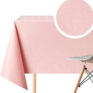 KP HOME PVC Table Cloth Wipe Clean Tablecloth 200x140 Rectangular Vinyl Pastel Pink Table Cloth Wipeable Waterproof Table Cover Elegant Plain Floral Oilcloth 6 Seat Table Cloth Reusable Plastic Cloth