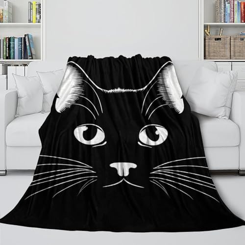 Couverture motif chat noir et blanc pour cocooner sur le canapé - 5