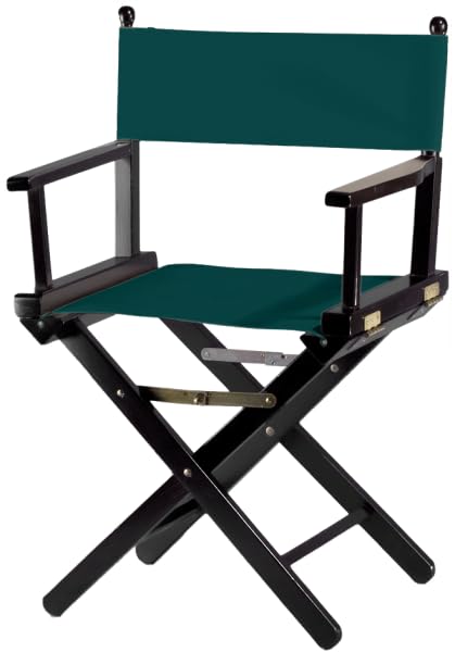 ZStyle Chaise de réalisateur pliante en bois, 90 cm de hauteur, 54 cm de large, 48 cm de profondeur, noire (fond noir - toile verte)